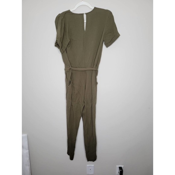 Comptoir des Cotonniers Facination Jumpsuit Dark Kaki Belted Wrap Neckline XXS - Picture 5 of 7